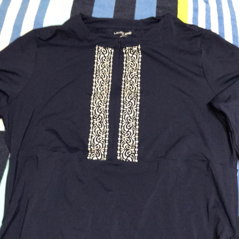 Lands End Swim Shirt long sleeve sz M long blue